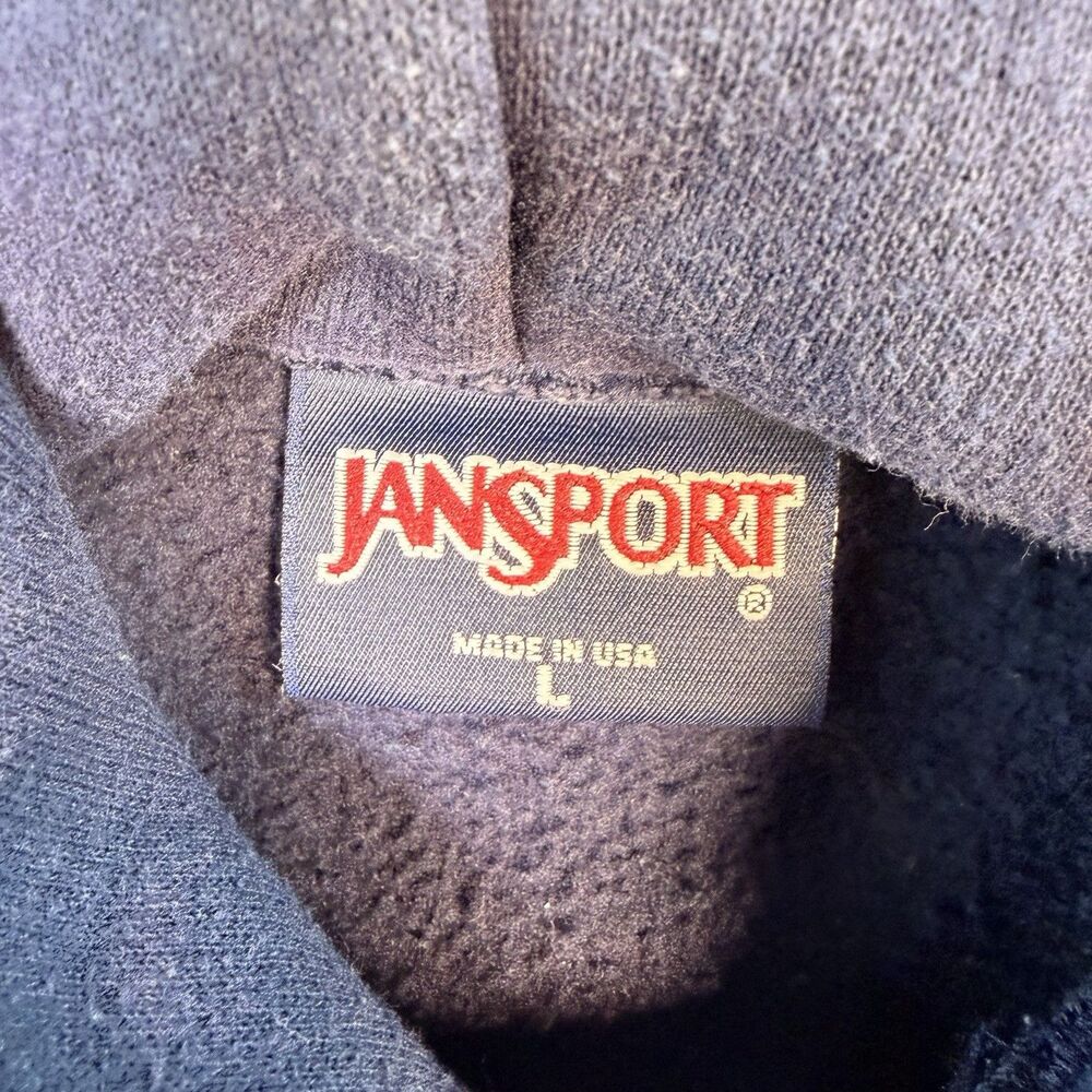 VTG 90s Blue Webster University Sweatshirt Hoodie Jansport Made in USA Size L - Picture 3 of 7